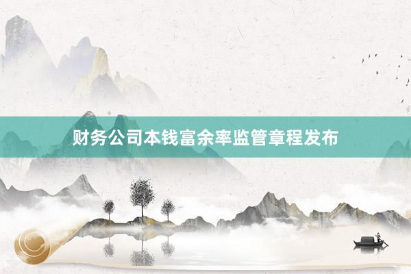 财务公司本钱富余率监管章程发布