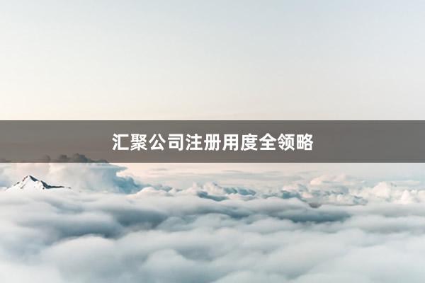 汇聚公司注册用度全领略